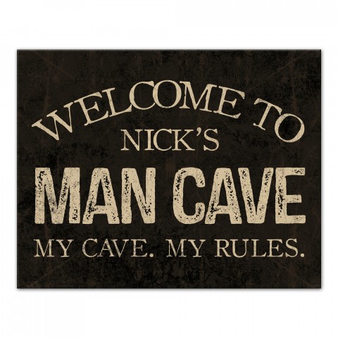 Your Name Man Cave Sign 11x14 Personalized Canvas Wall Art