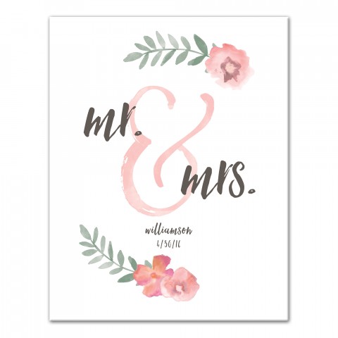 Personalized Name and Date Mr. & Mrs. Canvas Print