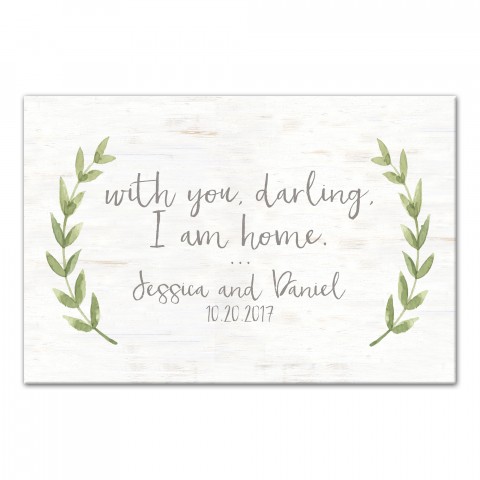 Personalized Name and Date With You I am Home 12x18 Canvas Print