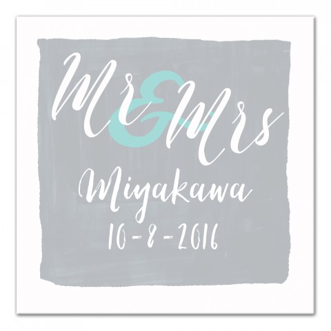 Personalized Name and Date Gray Mr. & Mrs. Canvas Print
