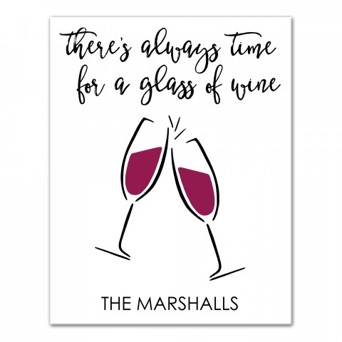 Always Time for Wine 11x14 Personalized Canvas Wall Art