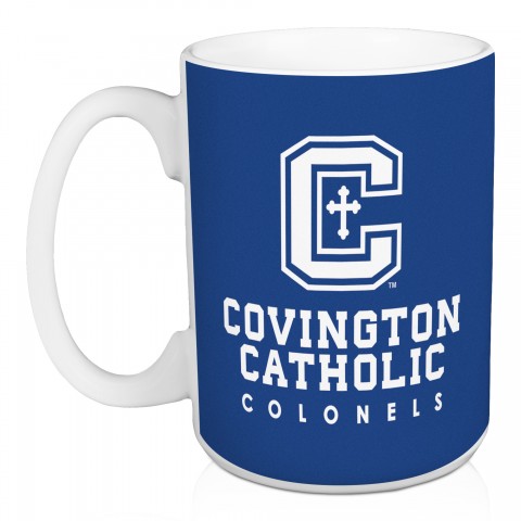 Cov Cath Blue and White 15 oz Mug