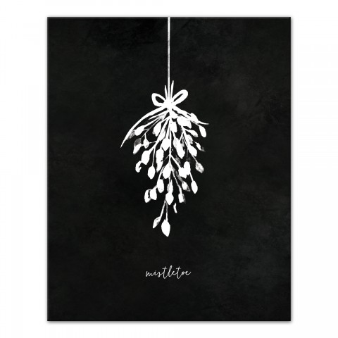 Black and White Mistletoe 16x20 Canvas Wall Art