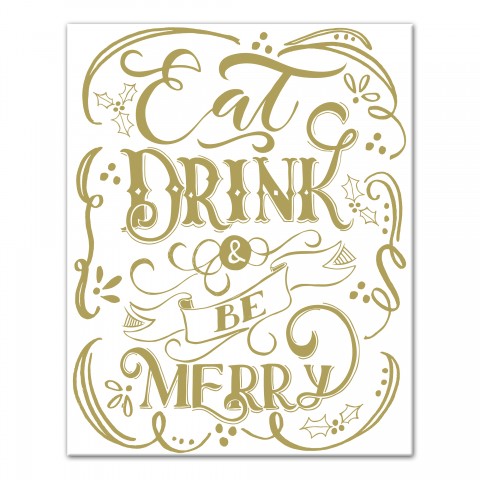 Eat, Drink & Be Merry Gold 16x20 Canvas Wall Art