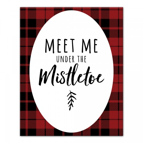Meet Me Under the Mistletoe Plaid 16x20 Canvas Wall Art