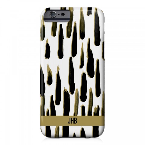 Black and Gold Paint Strokes iPhone 6 Personalized Barely There Case