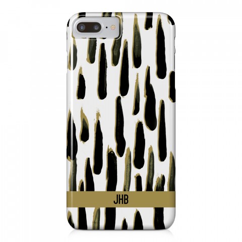 Black and Gold Paint Strokes iPhone 7 Plus Personalized Barely There Case