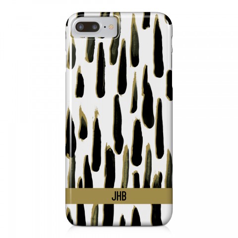 Black and Gold Paint Strokes iPhone 8 Plus Personalized Barely There Case