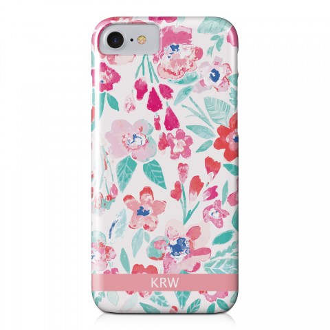 Coral Patchy Flowers iPhone 7 Personalized Barely There Case