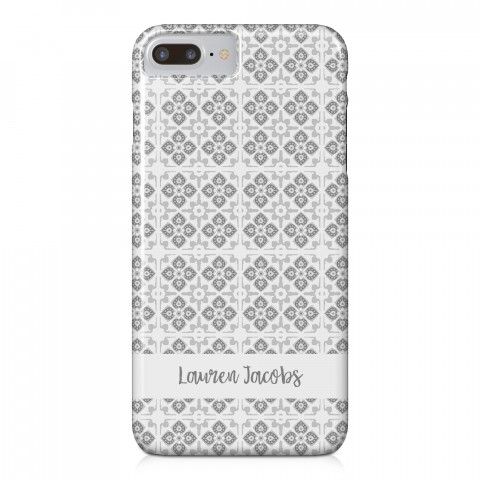 Gray Boho Tile iPhone 8 Plus Personalized Barely There Case