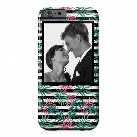 Pink Palm Stripes iPhone 6 Personalized Barely There Case