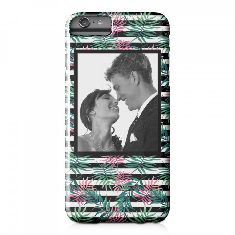 Pink Palm Stripes iPhone 6 Plus Personalized Barely There Case