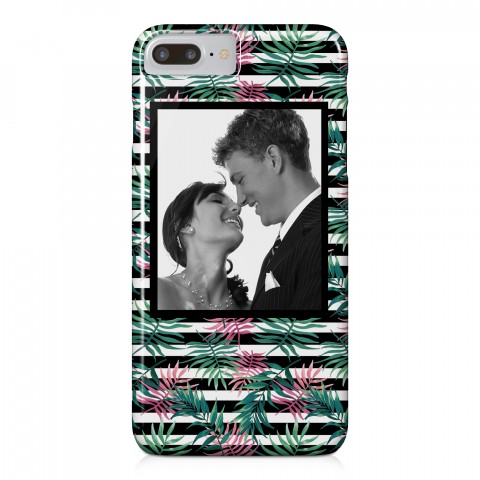 Pink Palm Stripes iPhone 7 Plus Personalized Barely There Case