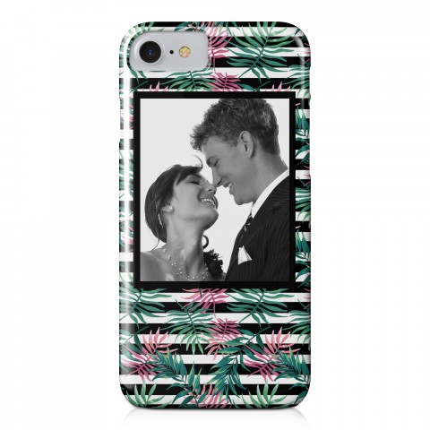 Pink Palm Stripes iPhone 8 Personalized Barely There Case