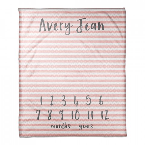 Stripes and Polka Dots 50x60 Personalized Coral Fleece Blanket
