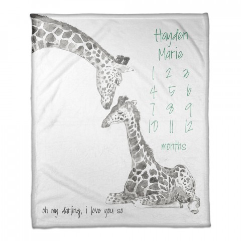 Darling Giraffe 50x60 Personalized Coral Fleece Blanket