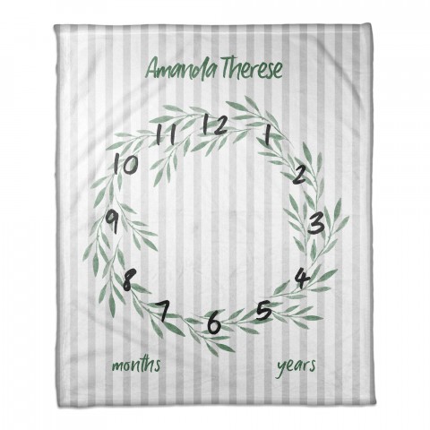 Botanical Stripes 50x60 Personalized Coral Fleece Blanket
