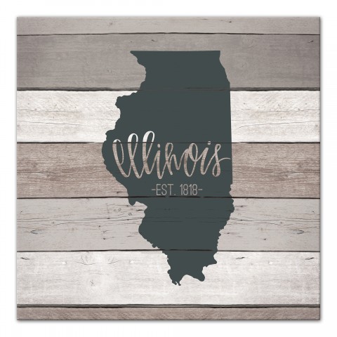Illinois Established 16x16 Canvas Wall Art