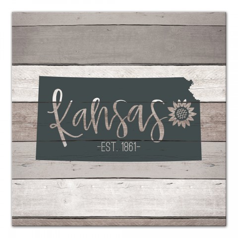 Kansas Established 16x16 Canvas Wall Art