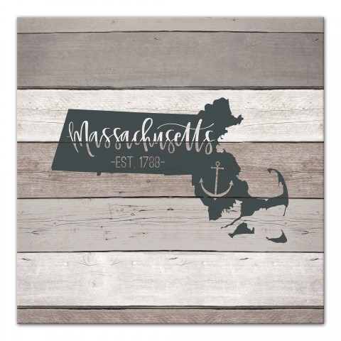 Massachusetts Established 16x16 Canvas Wall Art