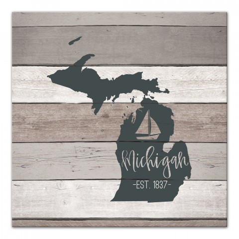 Michigan Established 16x16 Canvas Wall Art