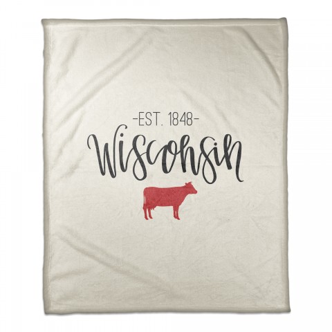Wisconsin Established 50x60 Coral Fleece Blanket
