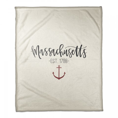 Massachusetts Established 50x60 Coral Fleece Blanket