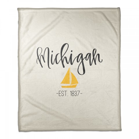 Michigan Established 50x60 Coral Fleece Blanket