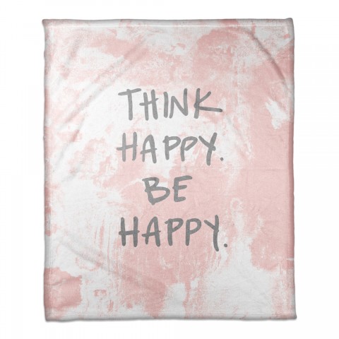 Think Happy Be Happy Florals 50x60 Coral Fleece Blanket