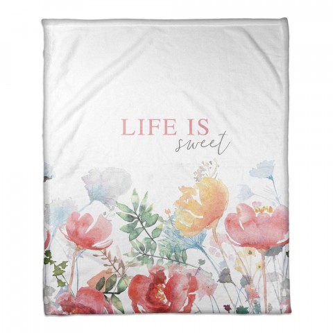 Life is Sweet Botanicals 50x60 Coral Fleece Blanket