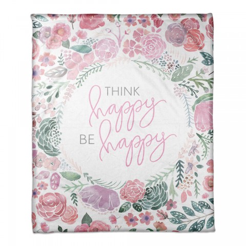 Think Happy Be Happy 50x60 Coral Fleece Blanket