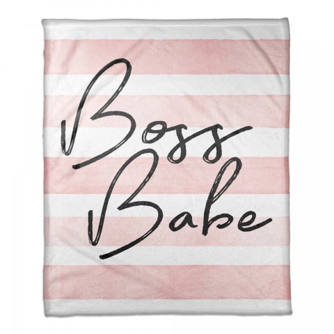 Boss Babe Stripes 50x60 Coral Fleece Blanket