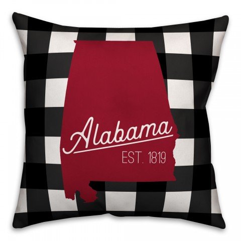 Alabama Buffalo Check 18x18 Spun Poly Pillow