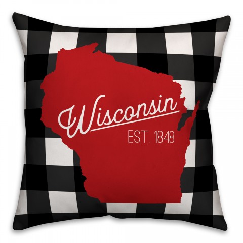 Wisconsin Buffalo Check 18x18 Spun Poly Pillow