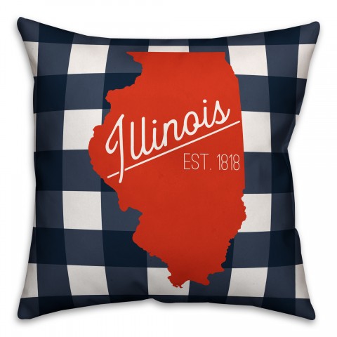Illinois Buffalo Check 18x18 Spun Poly Pillow