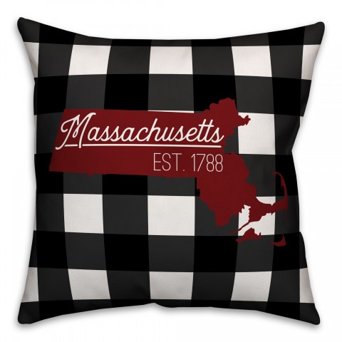 Massachusetts Buffalo Check 18x18 Spun Poly Pillow