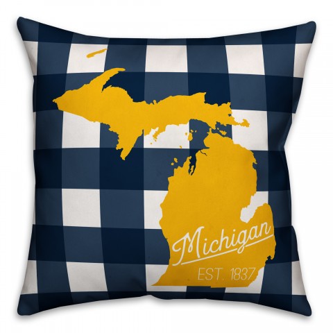 Michigan Buffalo Check 18x18 Spun Poly Pillow