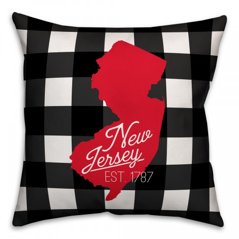 New Jersey Buffalo Check 18x18 Spun Poly Pillow