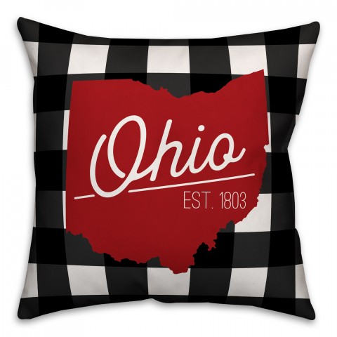 Ohio Buffalo Check 18x18 Spun Poly Pillow