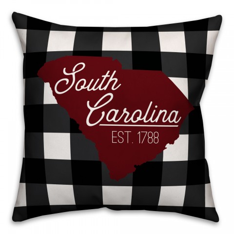 South Carolina Buffalo Check 18x18 Spun Poly Pillow