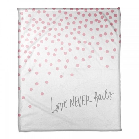 Love Never Fails Pink 50x60 Coral Fleece Blanket