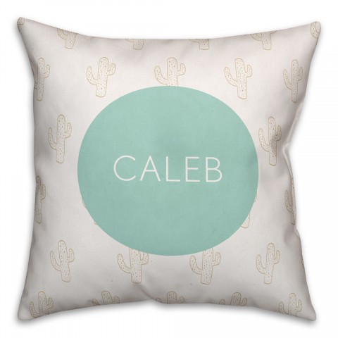 Orange Cactus Print 16x16 Personalized Spun Poly Pillow