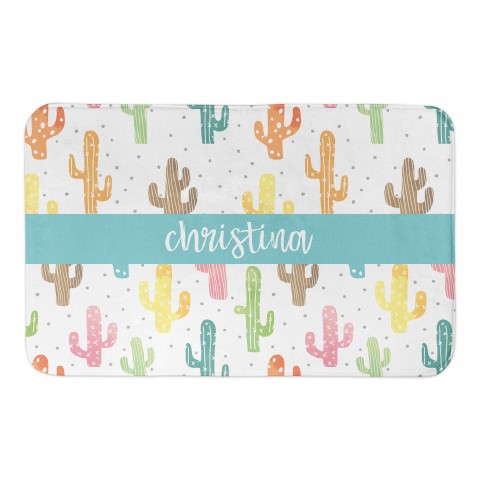 Colorful Cacti 34x21 Personalized Bath Mat
