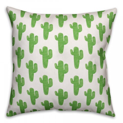 Green Watercolor Cactus Print 16x16 Spun Poly Pillow