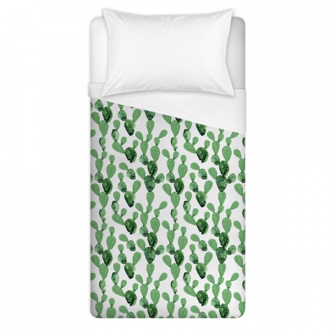 Green Watercolor Cactus Print Twin Brushed Poly Duvet