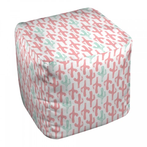 Pink and Teal Cactus Print 13x13 Ottoman