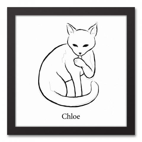 Short Hair Cat Sketch 12x12 Personalized Black Framed Canvas
