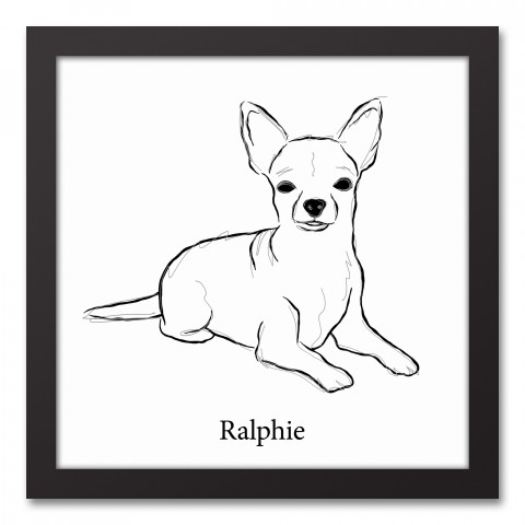 Chihuahua  Sketch 12x12 Personalized Black Framed Canvas