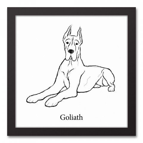 Great Dane Sketch 12x12 Personalized Black Framed Canvas
