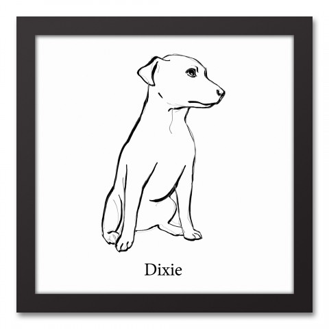 Jack Russell Sketch 12x12 Personalized Black Framed Canvas